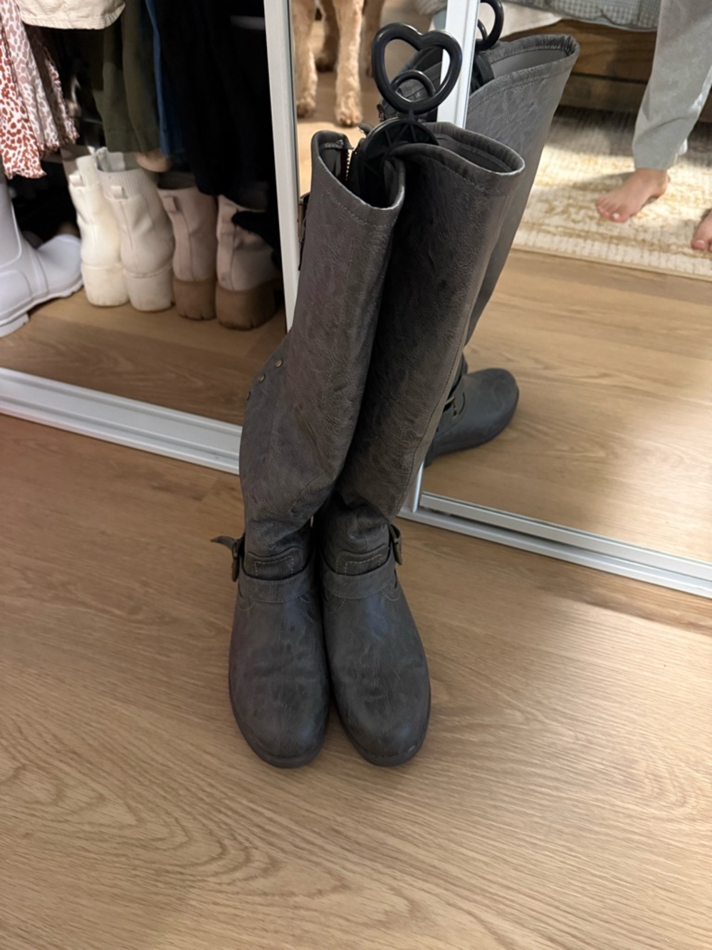 Tall Women's Riding Boots in Dark Gray